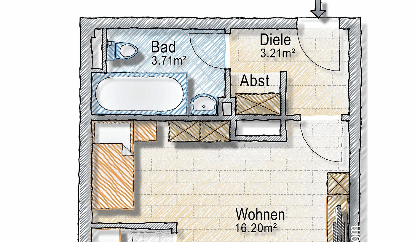 Apartment ile 1 Oda | München-Haidhausen | 70242 | - nicht maßstabsgetreu -