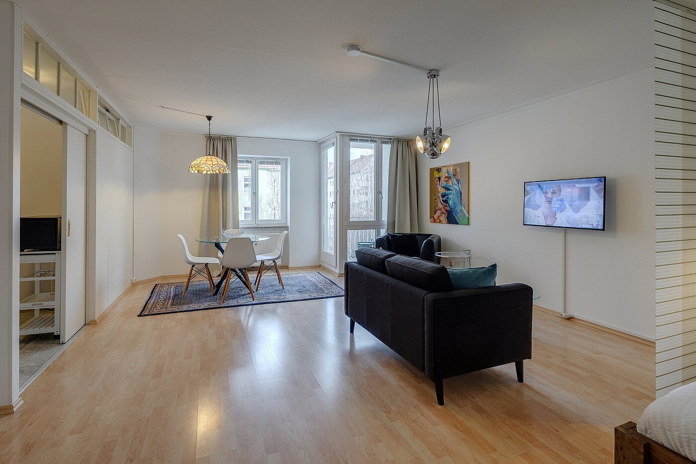 Płaski z 1 Pokój | München-Lehel | 2001ML10 | Wohnen und Schlafen