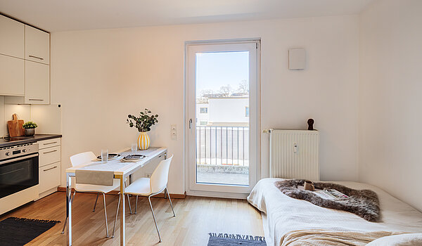 Apartment a  címen 1 Szoba | München-Ramersdorf | 70415 | Wohn- und Schlafzimmer