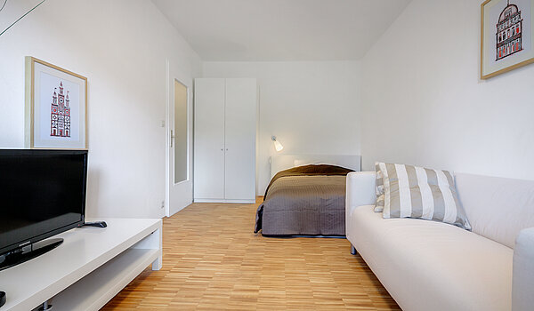 Apartment with 1 room | München-Sendling | 70389 | Möblierungsvorschlag : Wohn- und Schlafbereich