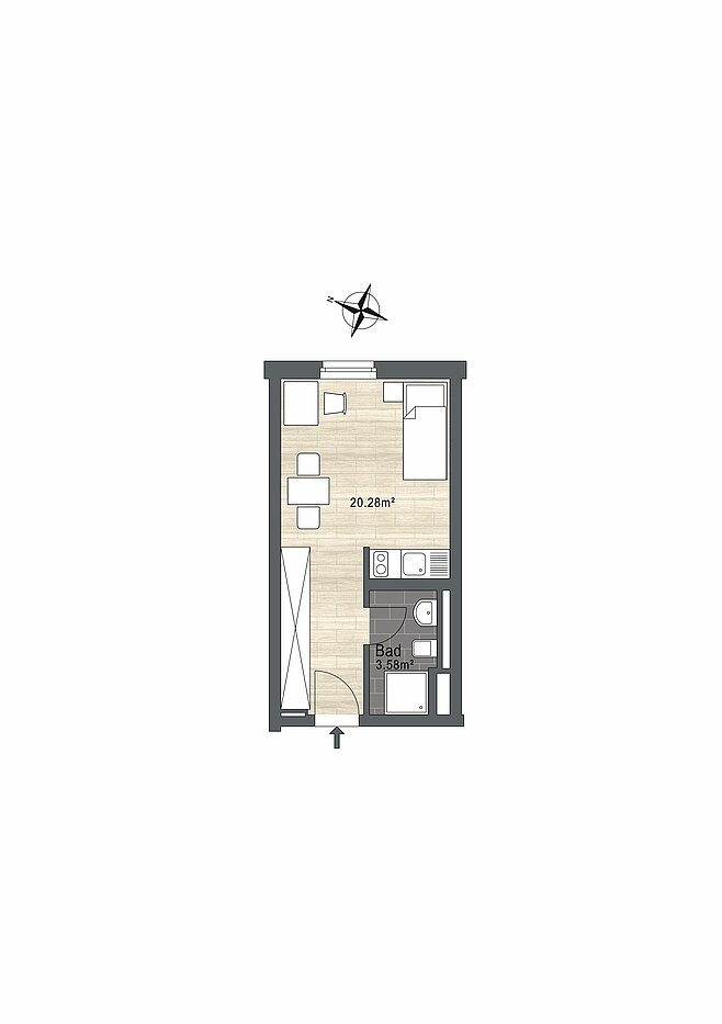 Apartment cu 1 Camera | München-Ramersdorf | 70251 | - nicht maßstabsgetreu -