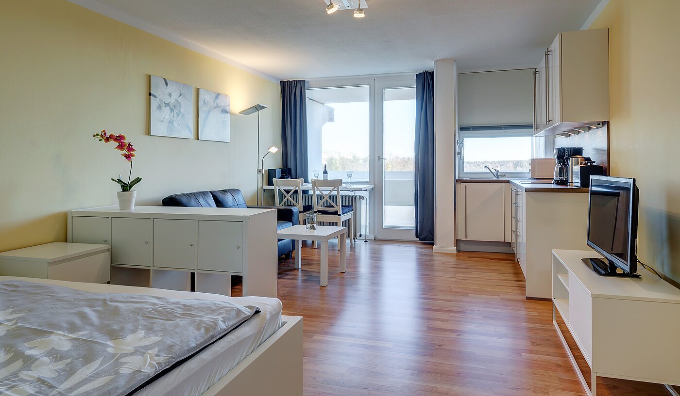 Apartment com 1 Quartos | 70308 | Wohn- und Schlafbereich
