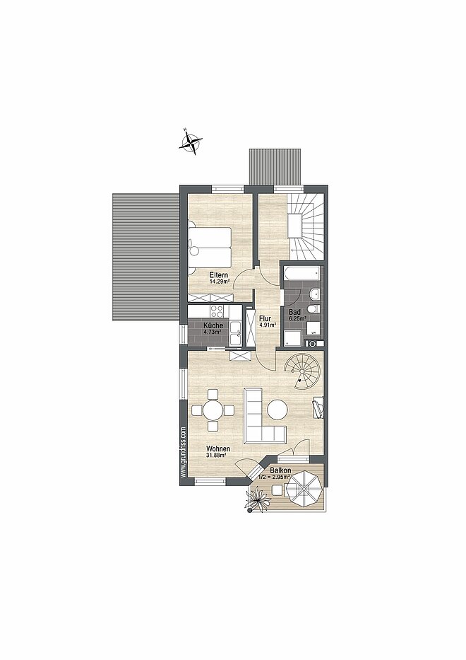 Maisonette-lejlighed med 3.5 Værelser | München-Trudering | 70238 | Nicht maßstabsgetreu