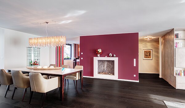 Plat met 3 Kamers | München-Schwabing | 1511ML1 | Essbereich mit Kamin