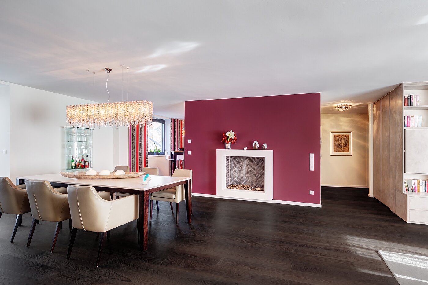 apartamento em prédio com 3 Zimmern | München-Schwabing | 1511ML1 | Essbereich mit Kamin