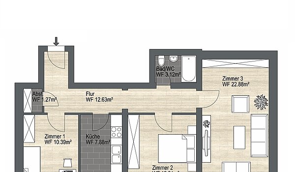 Ploché s 3 Izby | München-Au | 70447 | Nicht maßstabsgetreu