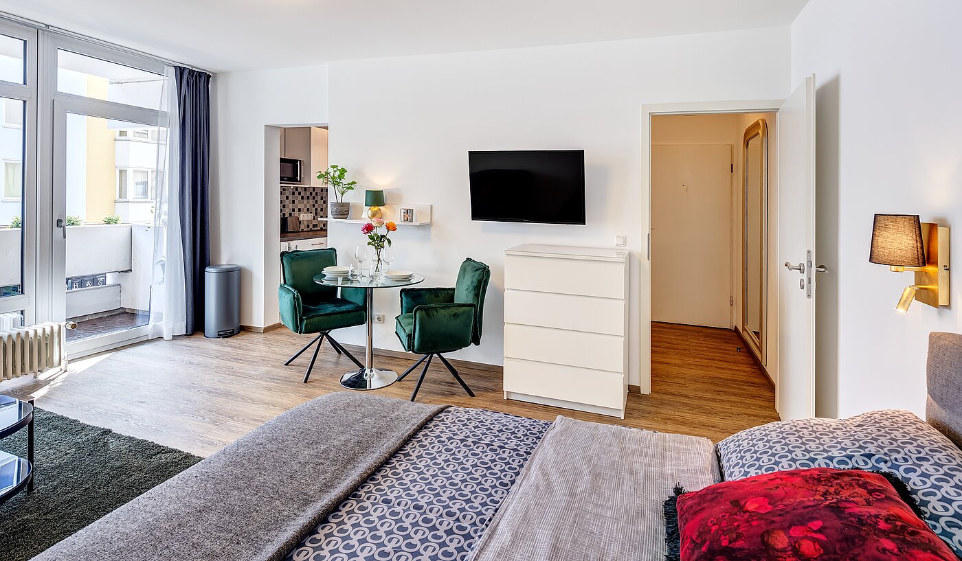 Płaski z 1 Pokój | München-Ludwigsvorstadt | 70176 | Ausgestattet mit einem Flat Screen...