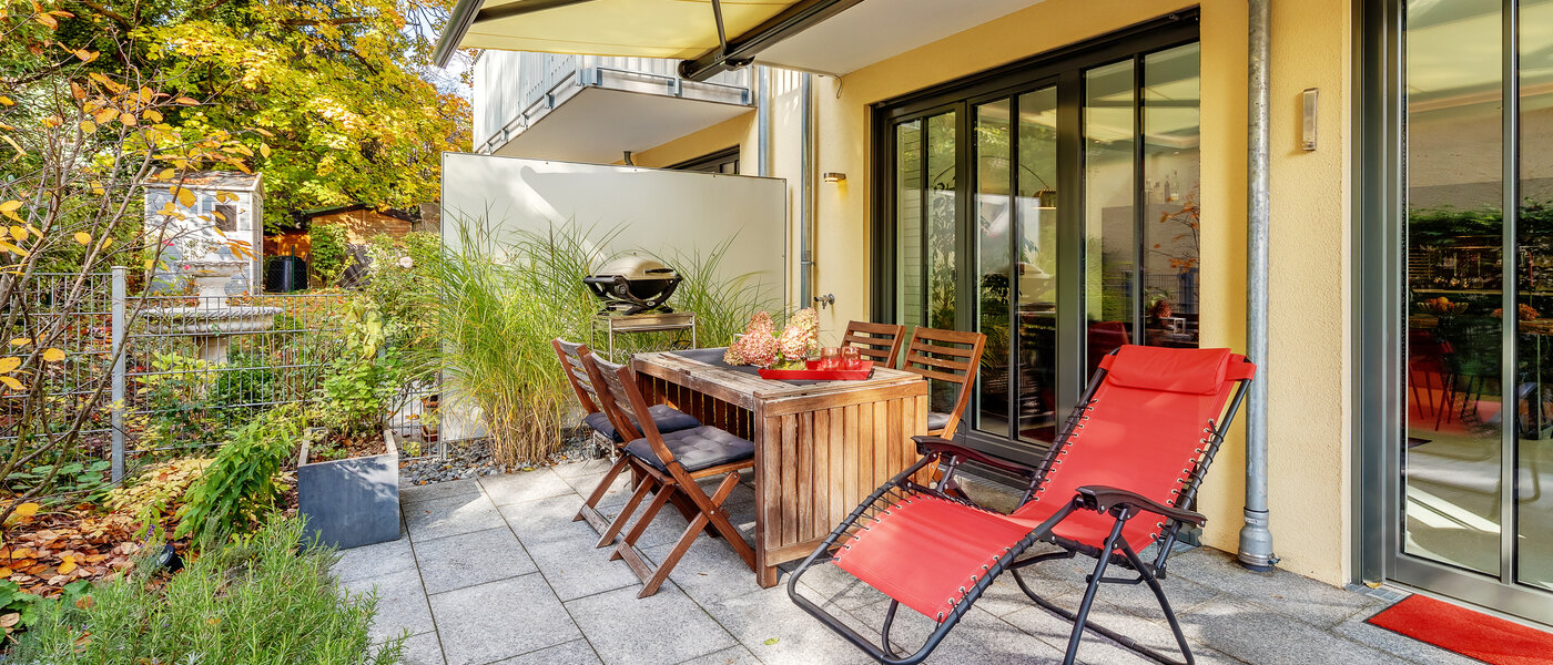 Tuin appartement München Schwabing (rechts der Leopoldstraße) 01 Terras 12380