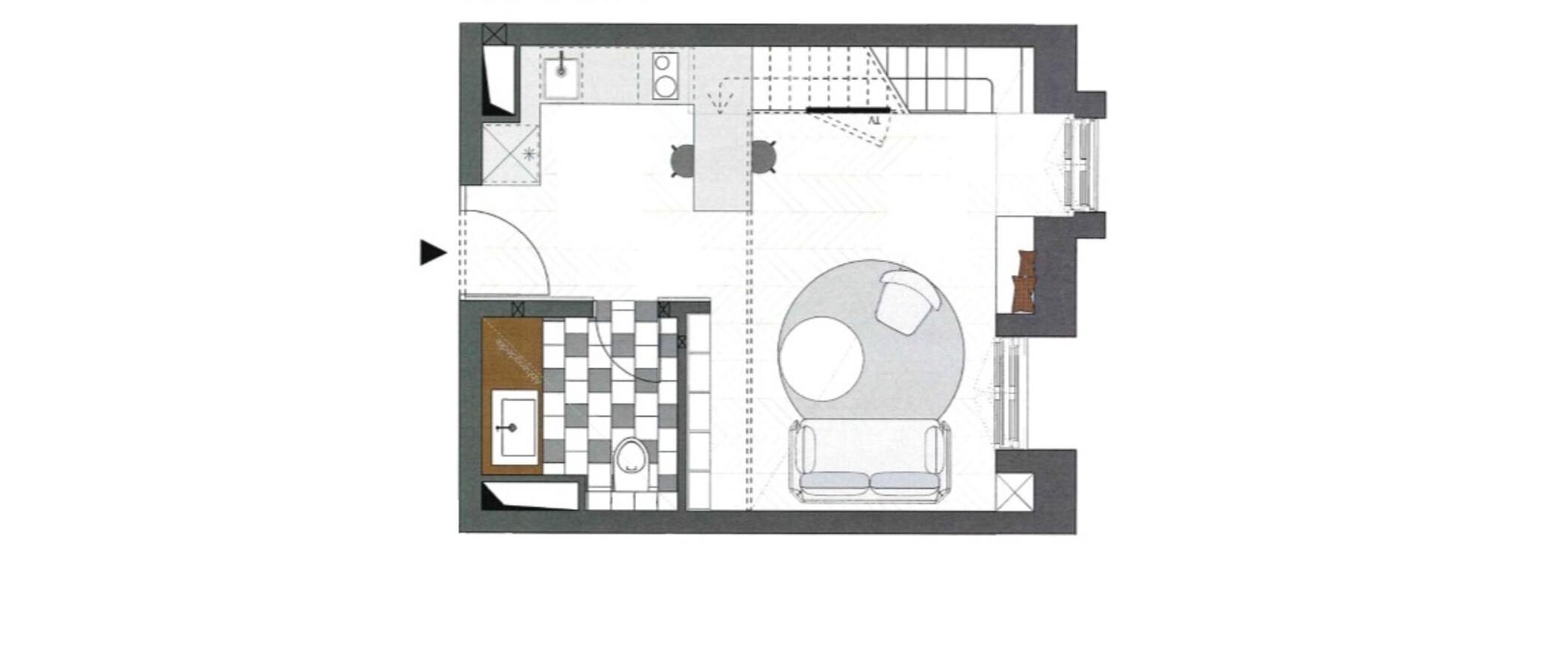 Maisonette galéria lakás München Herzogpark 01 Alaprajz 12527