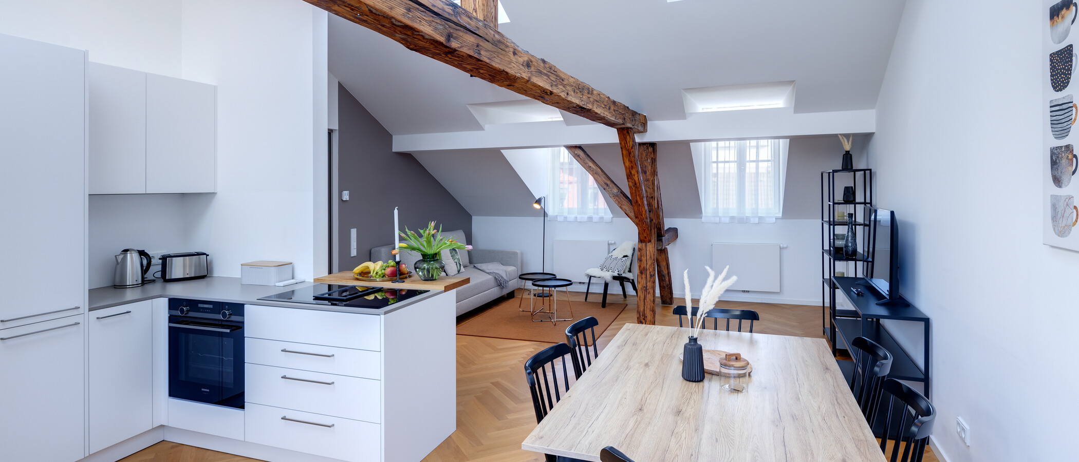 Podkrovní byt München Glockenbachviertel 02 Obývací prostor 12963