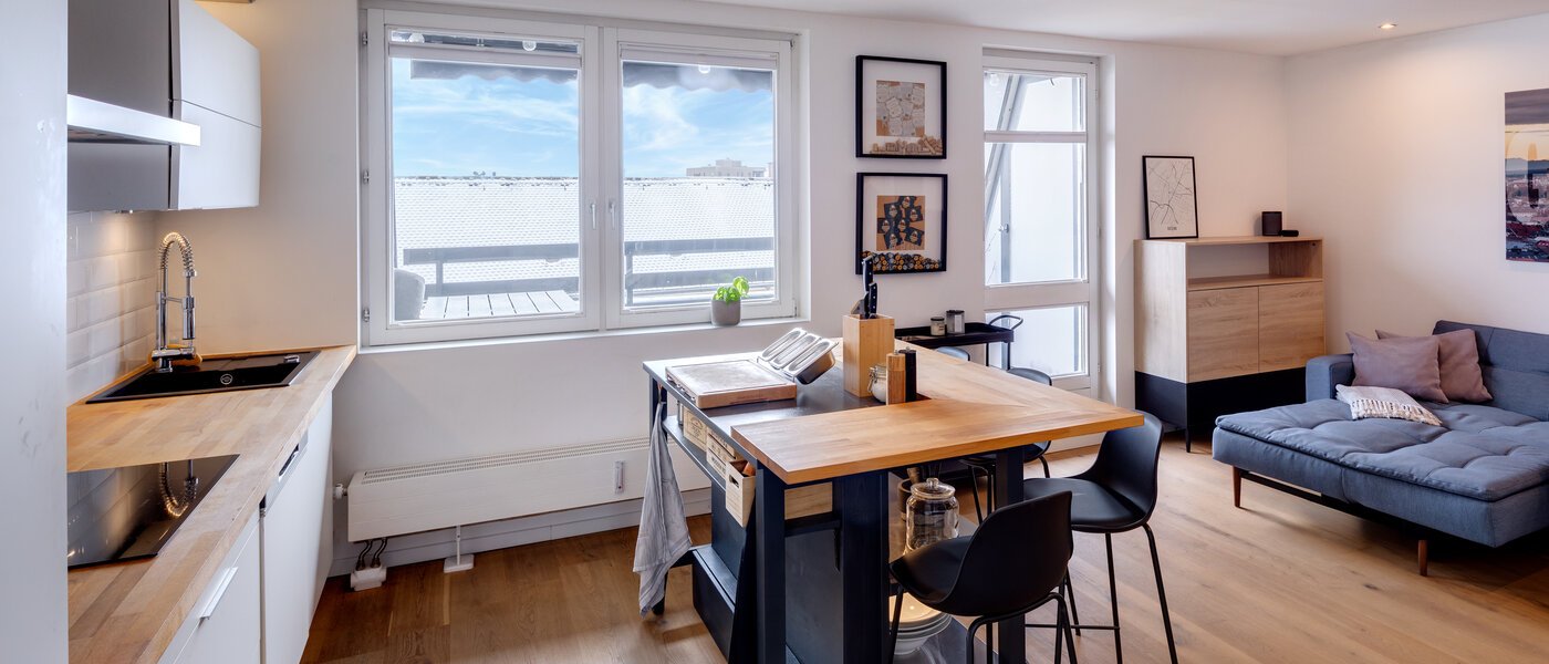 Διαμέρισμα με βεράντα στην ταράτσα München Obergiesing 05 Καθιστικό 13824