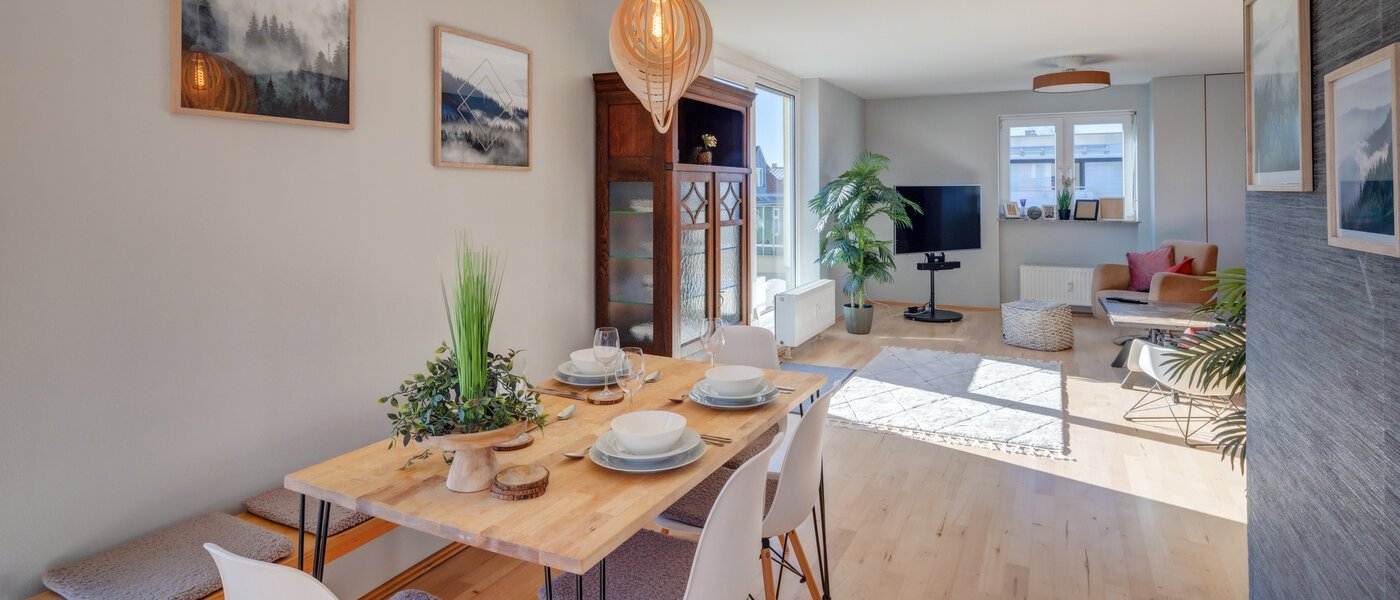 옥상 테라스 플랫 München Neuhausen 05 거실 공간 13988