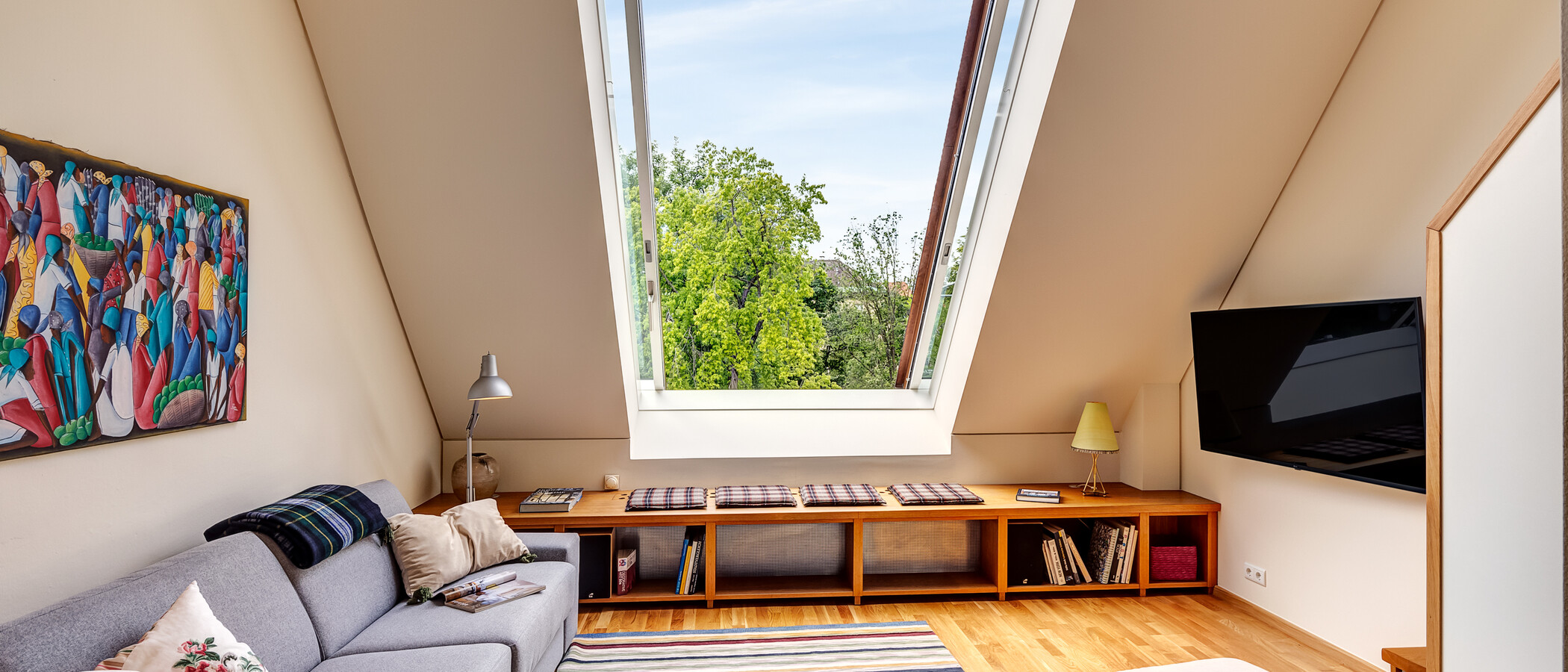 Maisonette galéria lakás München Glockenbachviertel 01 Nappali 13995
