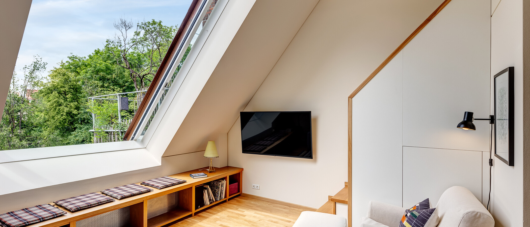 Maisonette galéria lakás München Glockenbachviertel 04 Nappali 13995