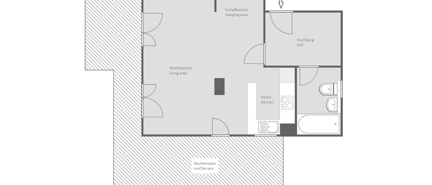 Apartament cu terasă pe acoperiș München Untermenzing 01 Plan de etaj 14293