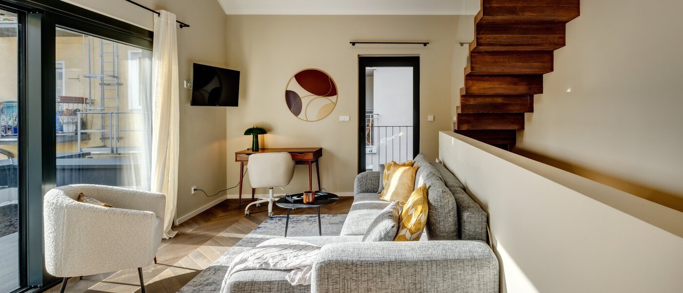 Maisonette lakás München Glockenbachviertel 01 2. nappali 14318