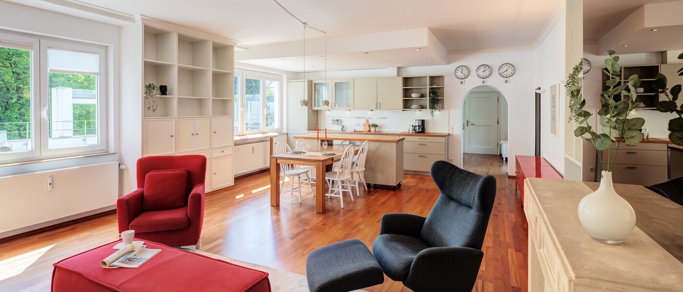 옥상 테라스 플랫 München Solln 05 거실 공간 14396