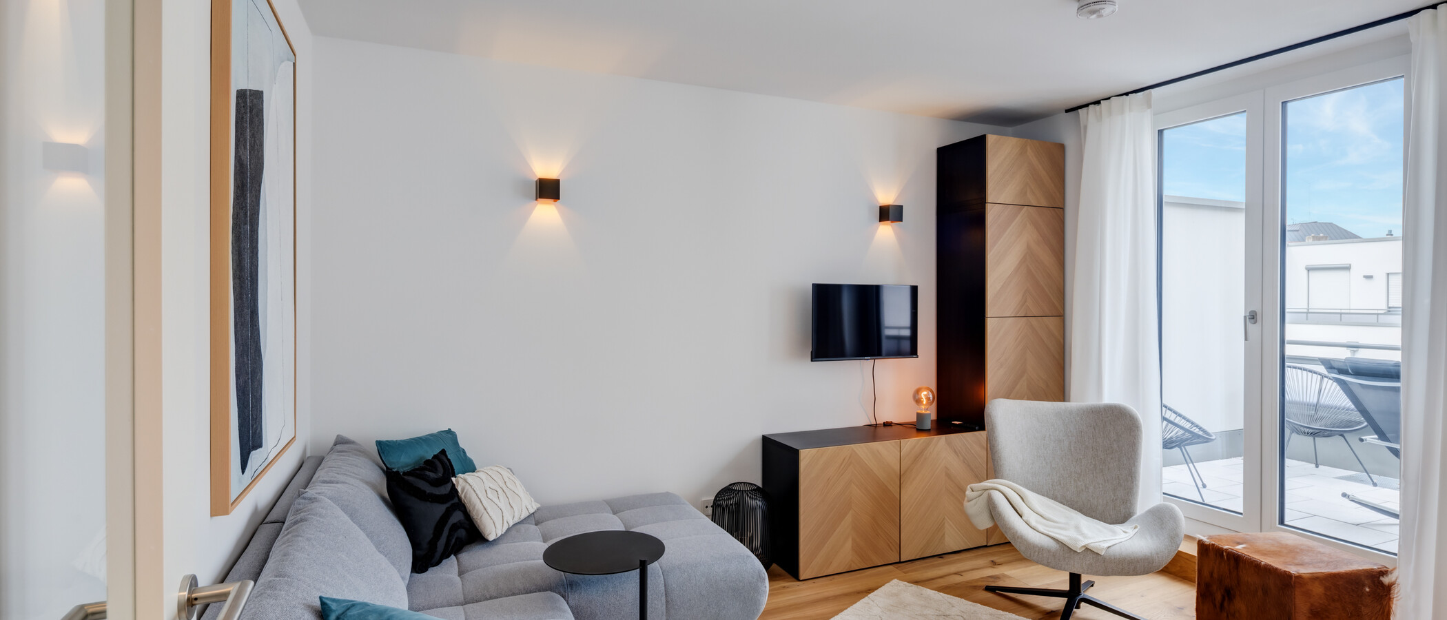 Διαμέρισμα με βεράντα στην ταράτσα München Sendling-Westpark 01 Καθιστικό 14433