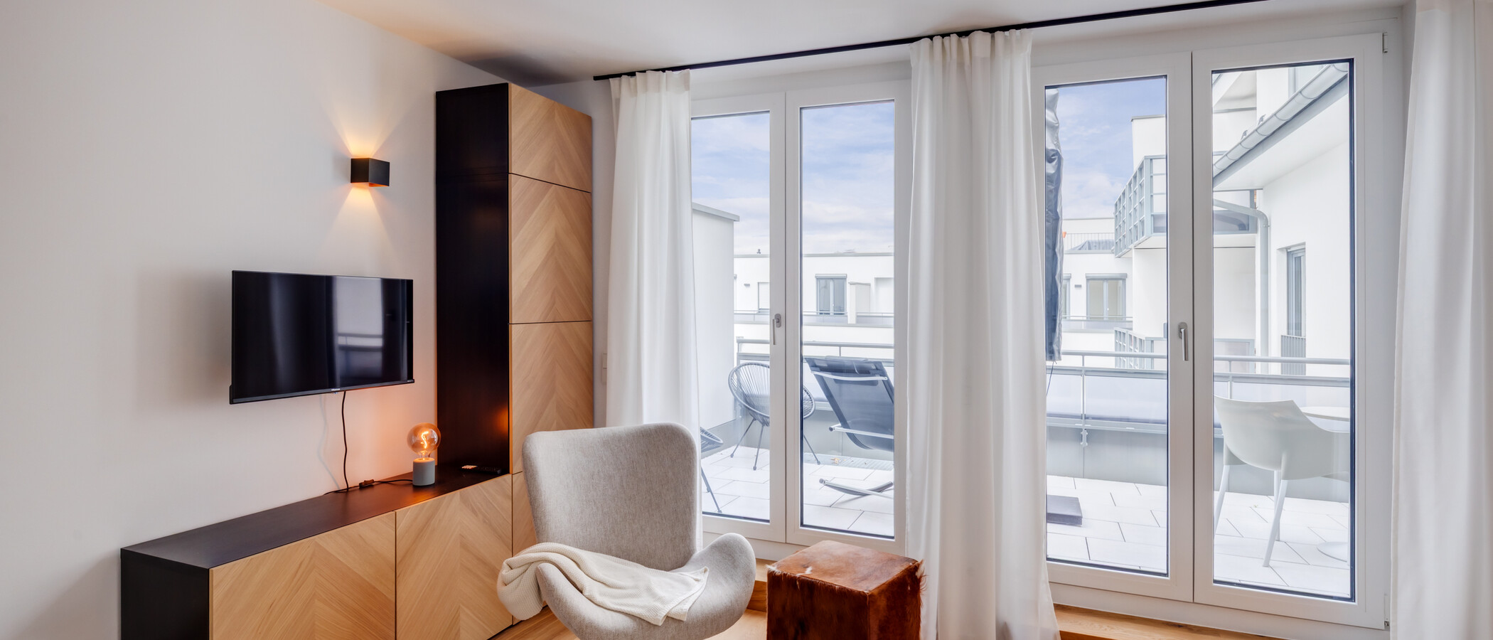 Διαμέρισμα με βεράντα στην ταράτσα München Sendling-Westpark 02 Καθιστικό 14433