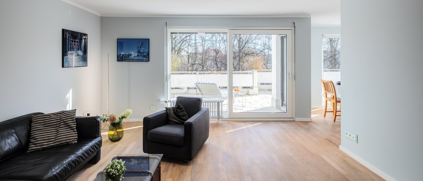 Apartamento com terraço no telhado München Nymphenburg 02 Área de estar 14775