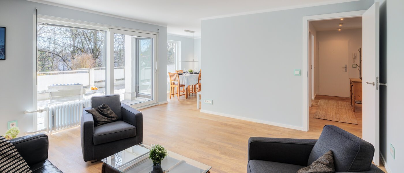 Apartamento com terraço no telhado München Nymphenburg 03 Área de estar 14775