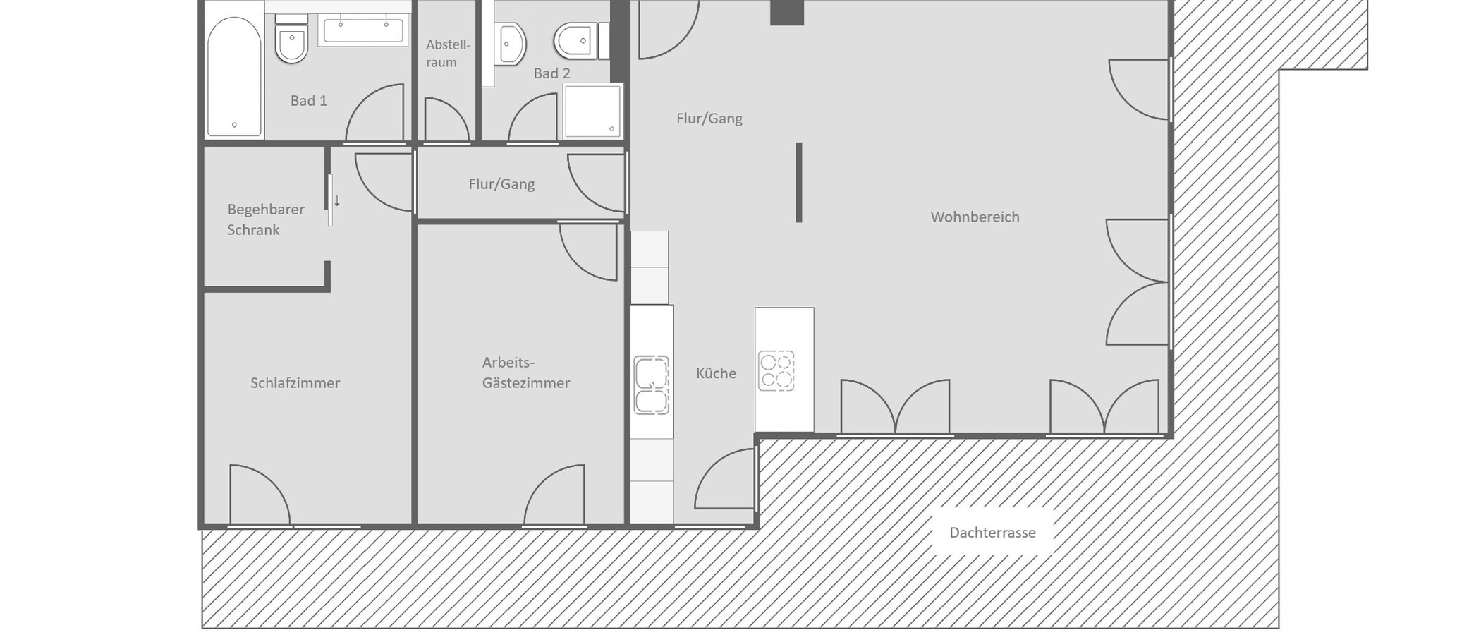 옥상 테라스 플랫 München Menterschwaige 01 평면도 14914