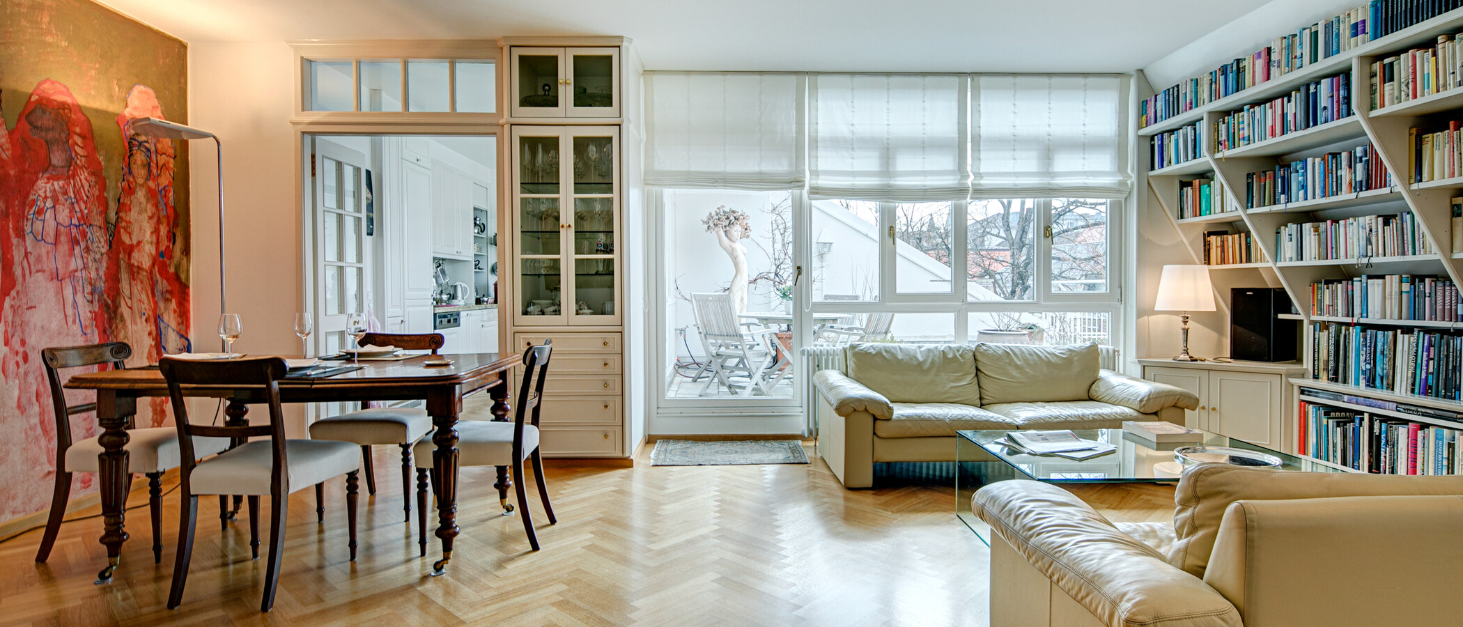 Střešní terasa bytu München Schwabing (rechts der Leopoldstraße) 01 Living 2693