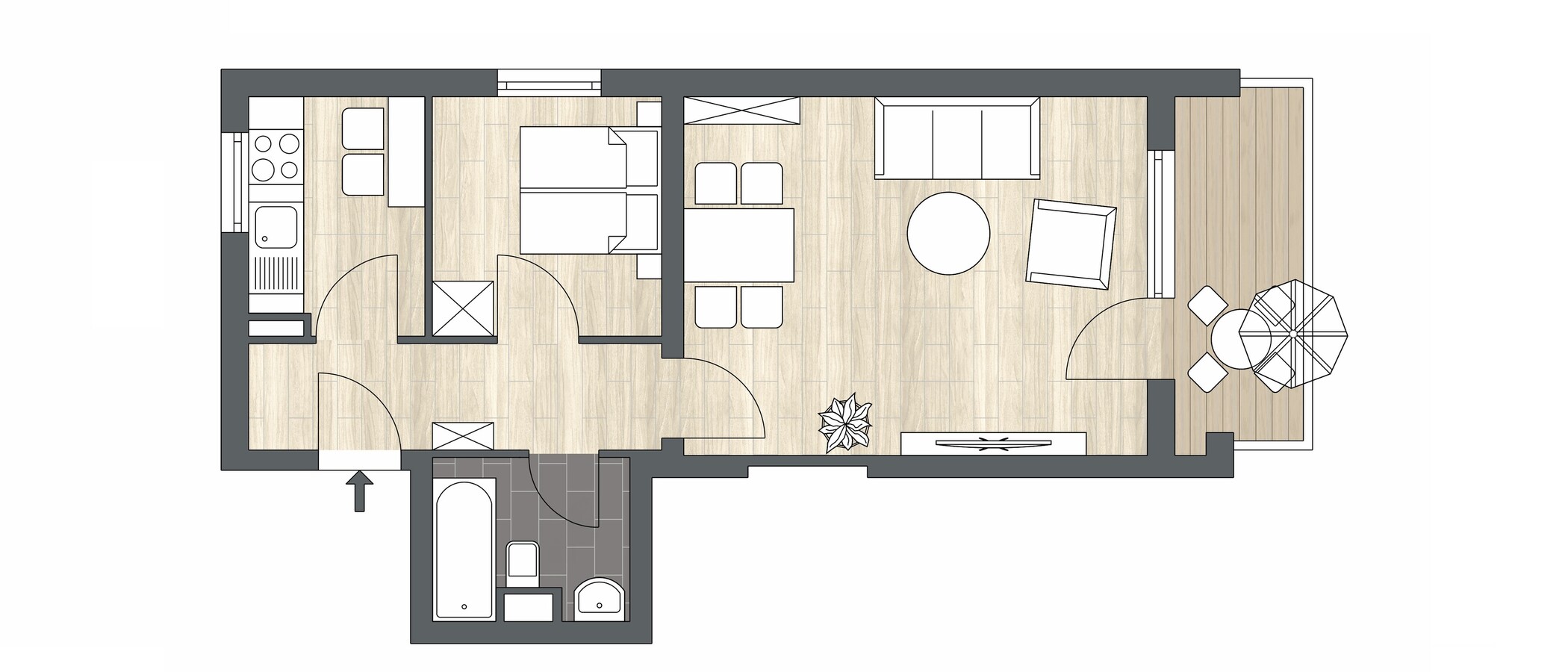 Flat München Thalkirchen 01 Planløsning 8820