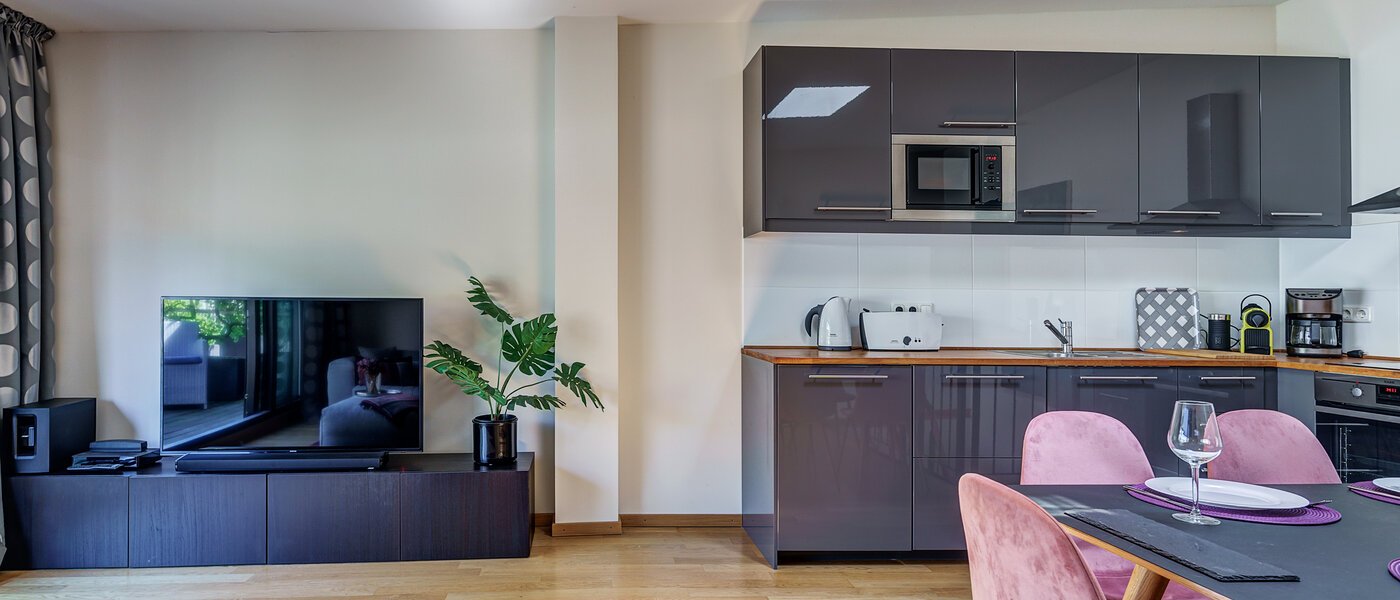 Stanovanje s strešno teraso München Altstadt 03 Dnevni prostor 9009