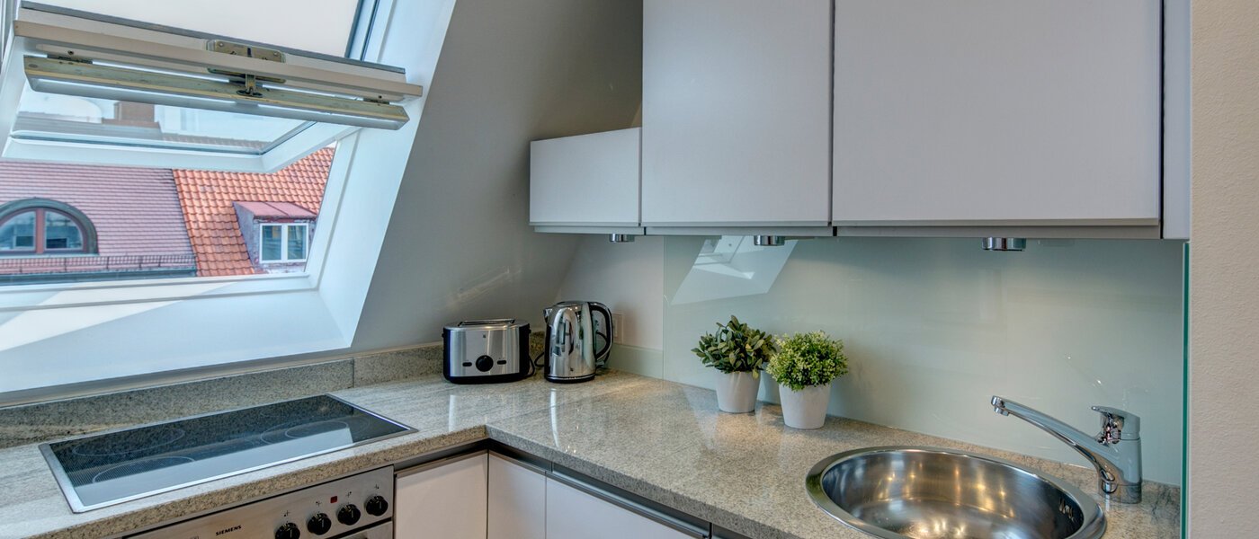 옥상 테라스 플랫 München Schwabing-Nord (zw. Belgrad- & Leopoldstraße) 02 주방 9584