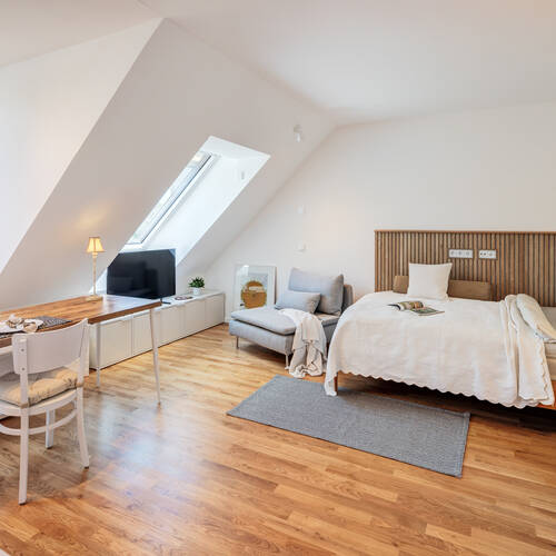 Podstrešno stanovanje s spletno stranjo . 1 Soba | München-Riem | 14957