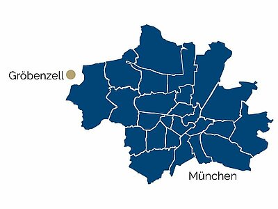 Stadtteil-Karte von Gröbenzell, Olching und Umgebung Stadtteil-Karte von Gröbenzell, Olching und Umgebung