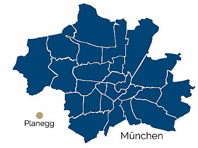 Stadtteil-Karte von Planegg Stadtteil-Karte von Planegg