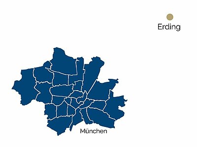 Stadtteil-Karte von Erding und Umgebung Stadtteil-Karte von Erding und Umgebung