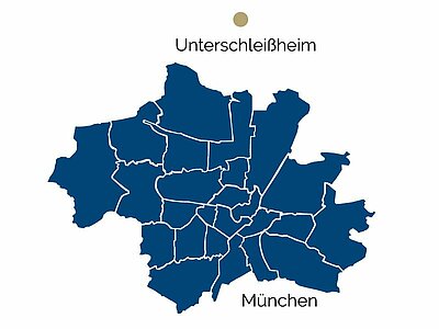 Stadtteil-Karte von Unterschleißheim Stadtteil-Karte von Unterschleißheim