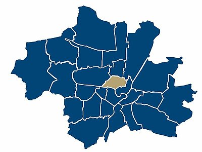 Lage des Stadtteils Maxvorstadt in München Lage des Stadtteils Maxvorstadt in München