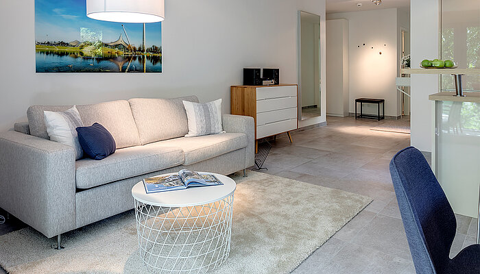 Zu sehen ist ein Wohnzimmer einer 2-Zimmer Wohnung